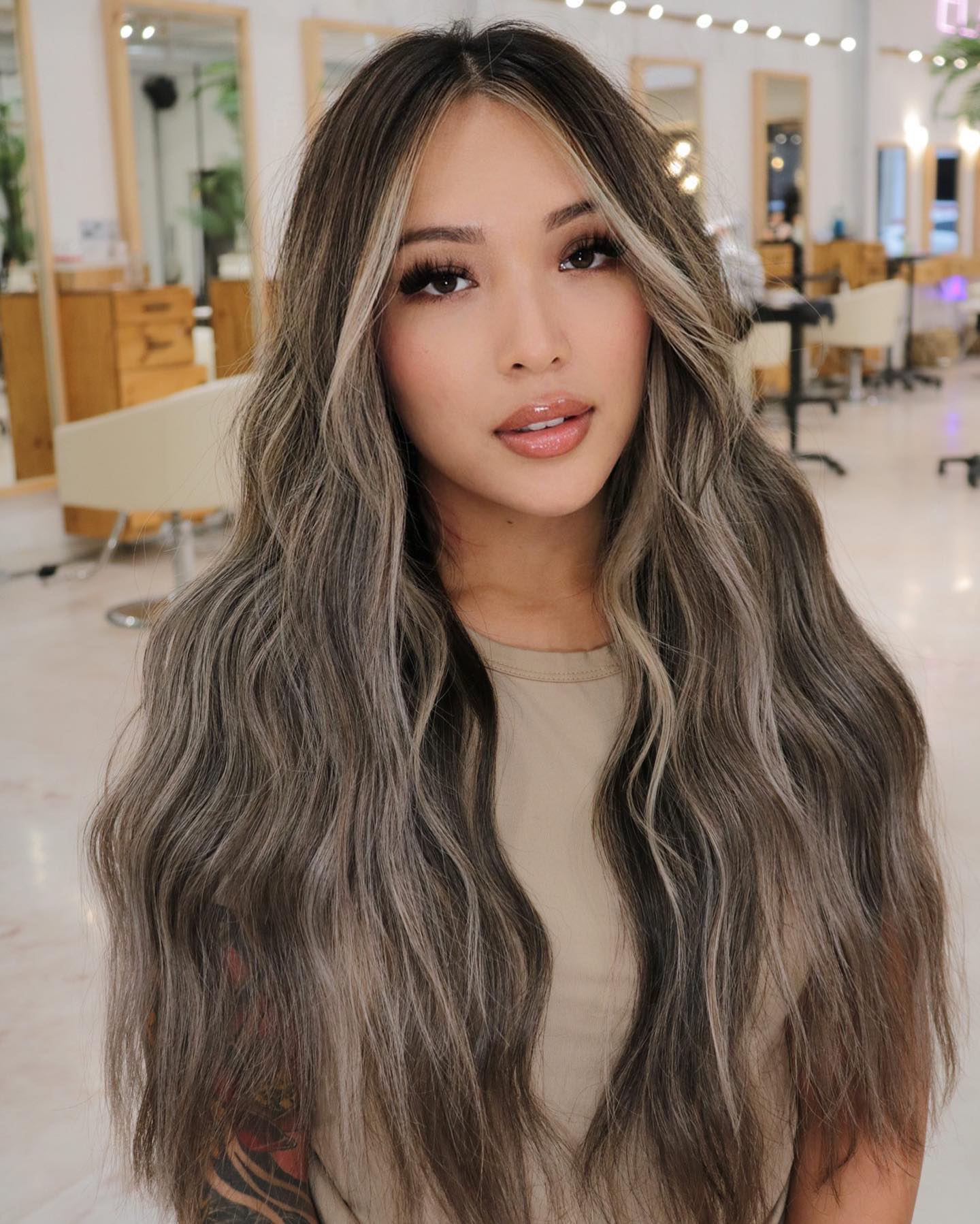 Layered Ash Brown With Lighter Ash Blonde Weaves Layered Ash Brown With Lighter Ash Blonde Weaves β Ash Brown Hair