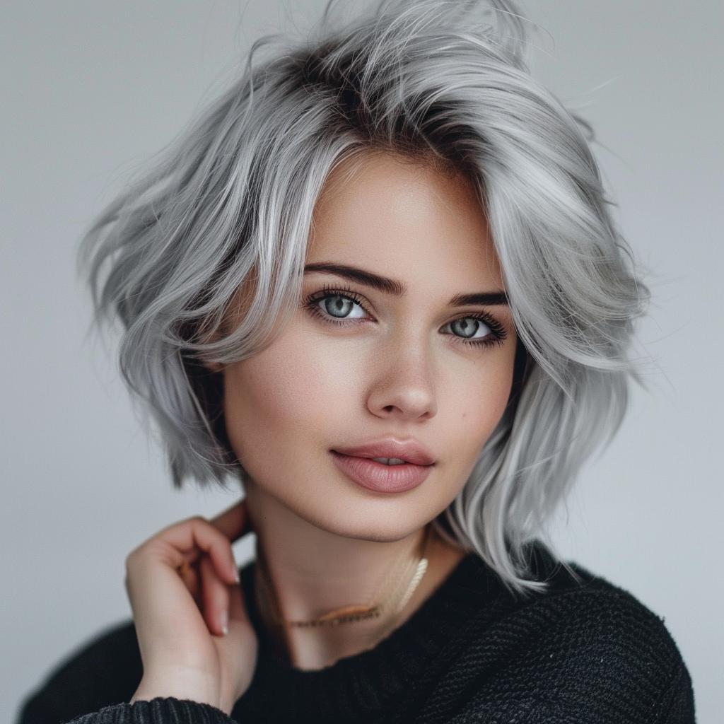 Silver Grey With Subtle Darker Roots Visual Idea Silver Grey With Subtle Darker Roots Visual Idea β Winter Haircuts for Gray Hair
