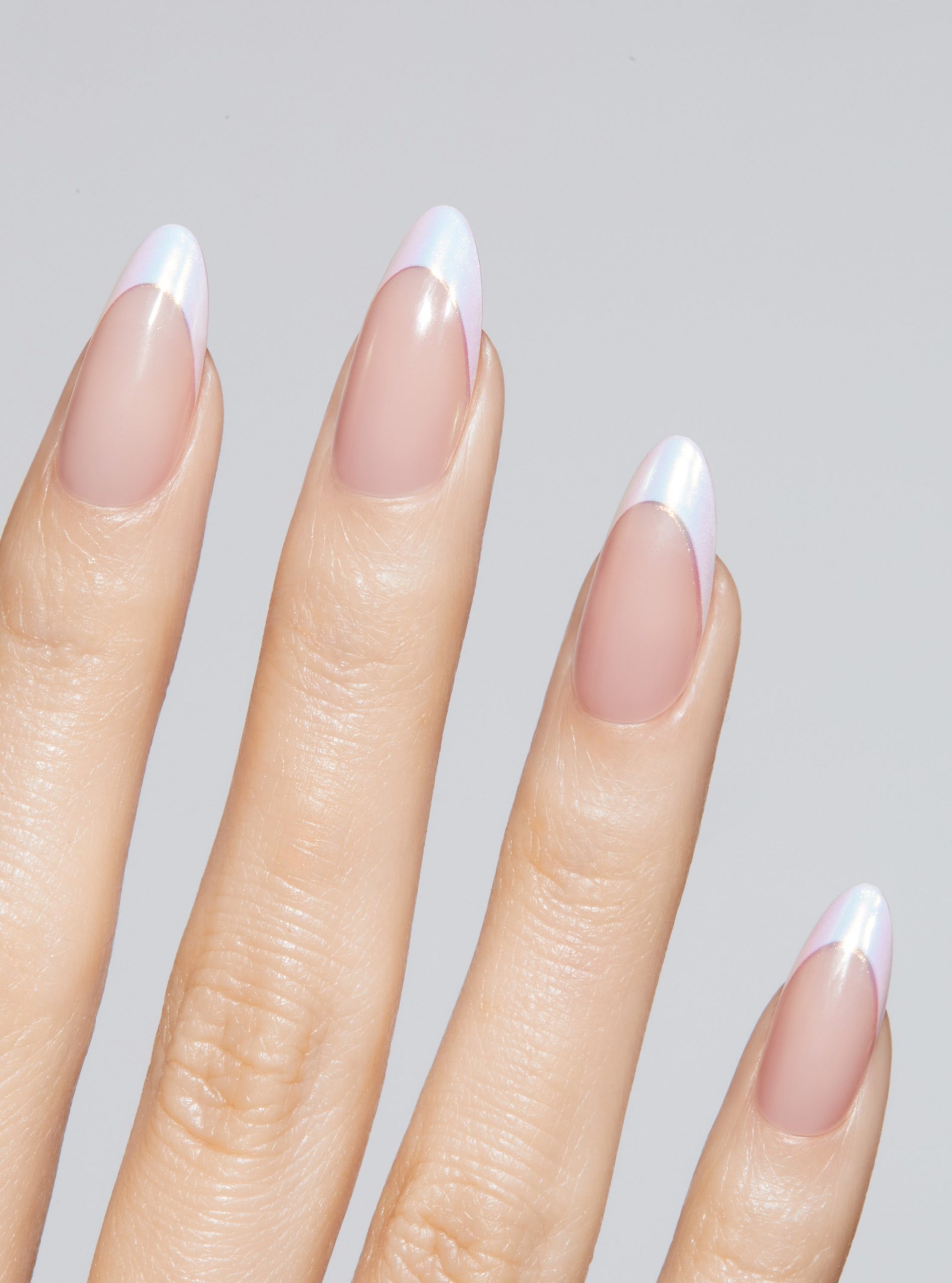 Iridescent French Tips on Pink Iridescent French Tips on Pink β New Years French Tip Nails 2027