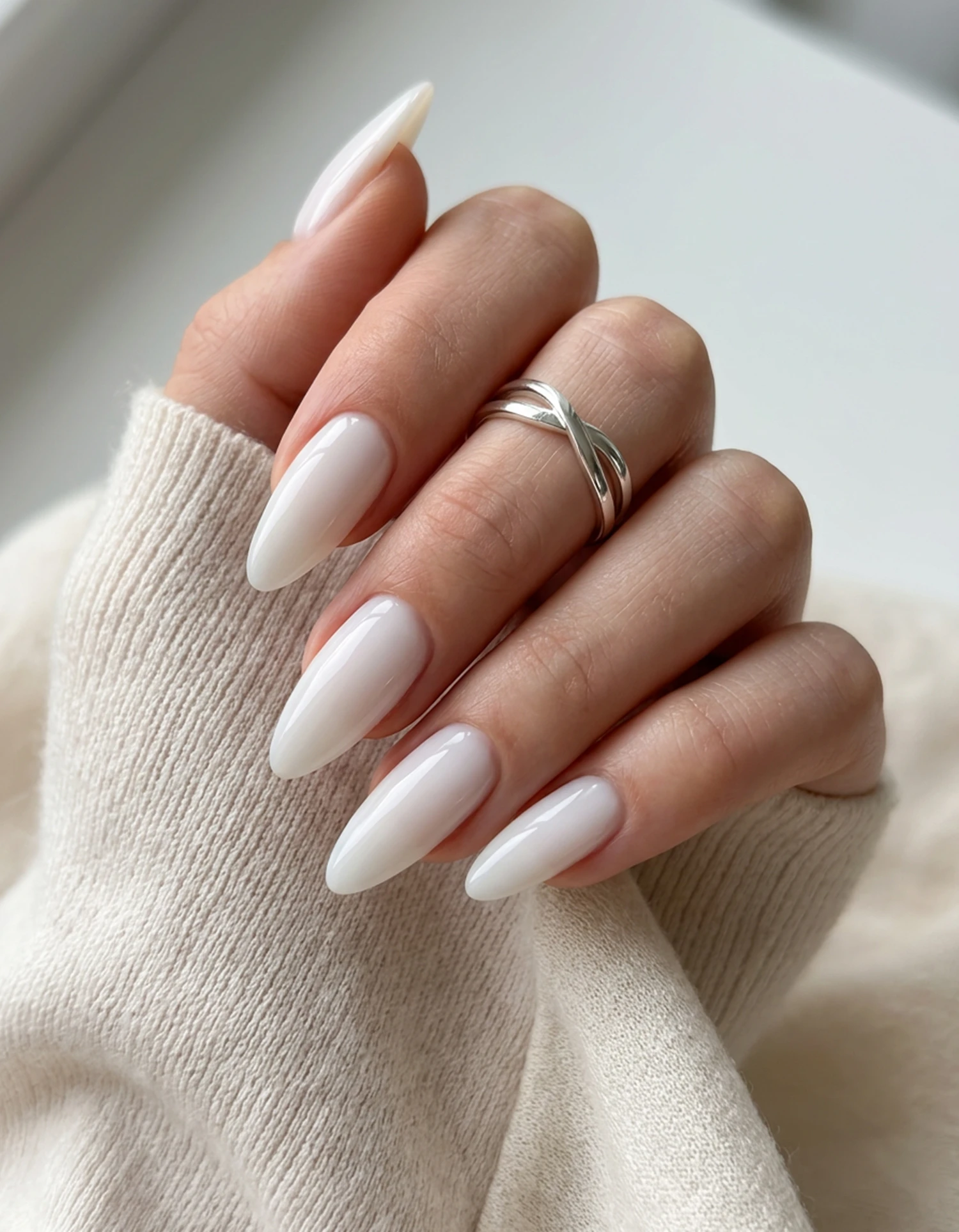 Flawless Milky White Medium Oval Nails Flawless Milky White Medium Oval Nails β Milky White Nails