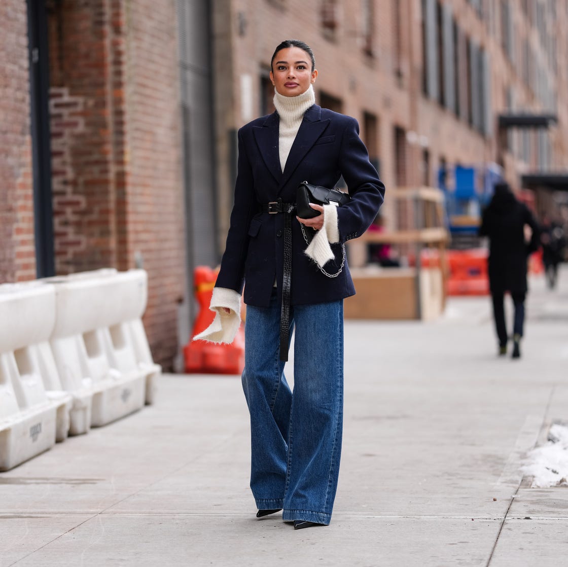 Navy Blazer with Faux Fur Trim Cuffs Navy Blazer with Faux Fur Trim Cuffs β Winter Concert Outfits