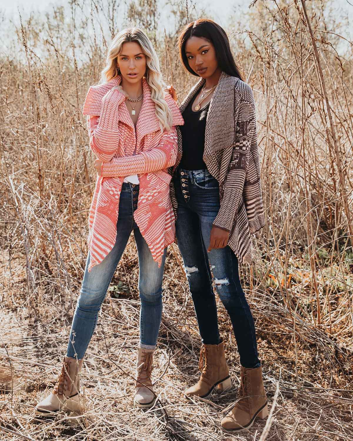 Patterned Cardigan and Jeans for a Cabin Trip — Cabin Trip Outfits