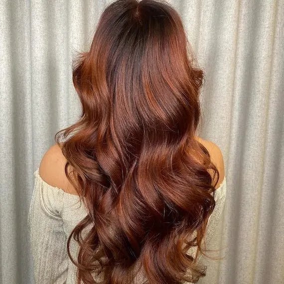 No Bangs Auburn With Lighter Copper Highlights — Winter Auburn Hair Color