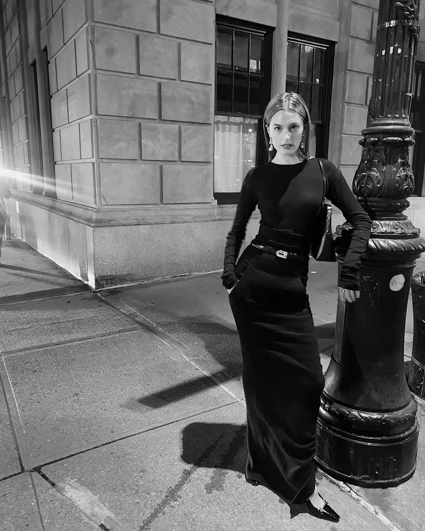 Monochromatic Black Maxi Skirt and Top Ensemble — Winter Party Outfits