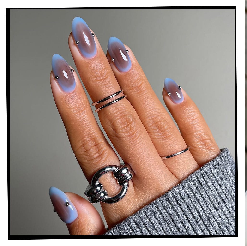 Deep Blue Abstract French Tip — Simple Winter Nails