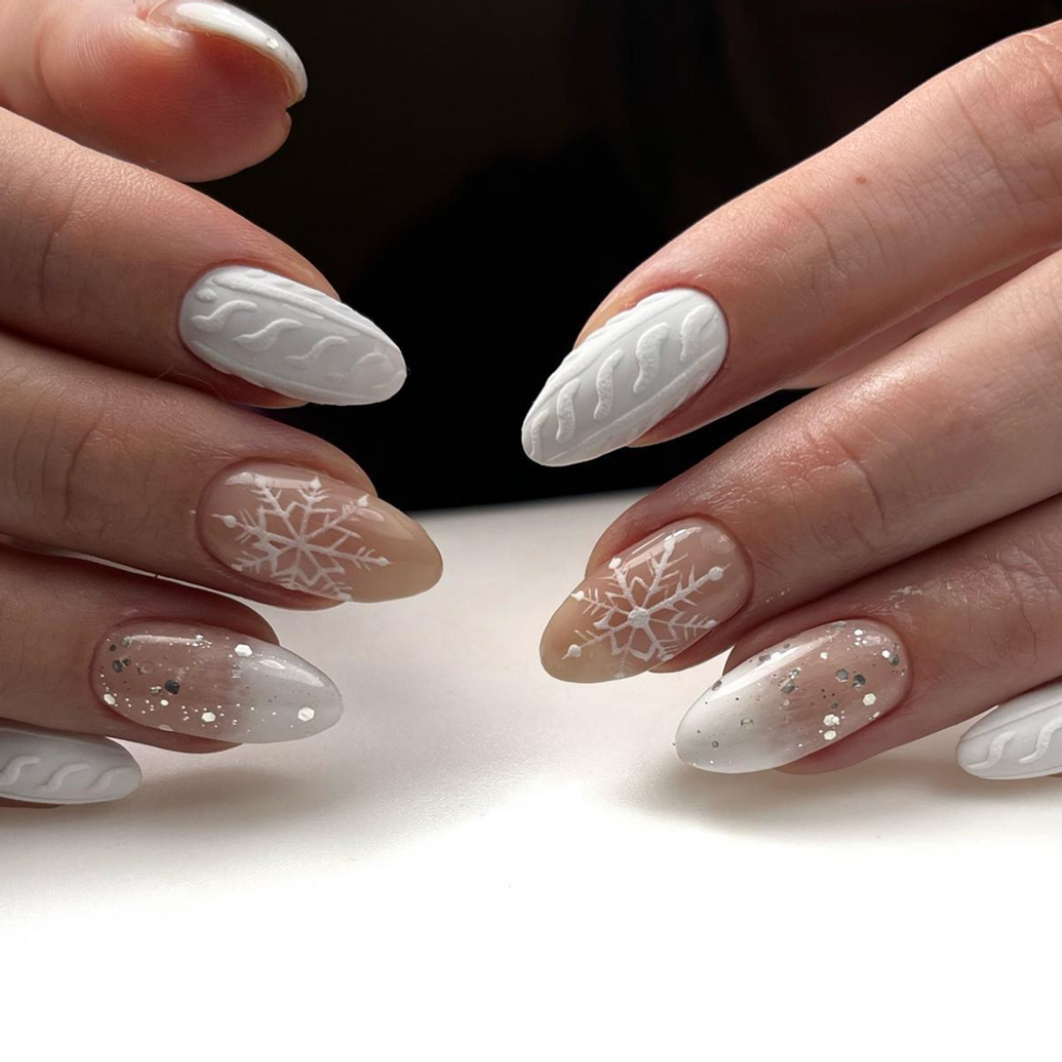 Glossy Textured Visual Idea Glossy Textured Visual Idea β Winter Squoval Nails