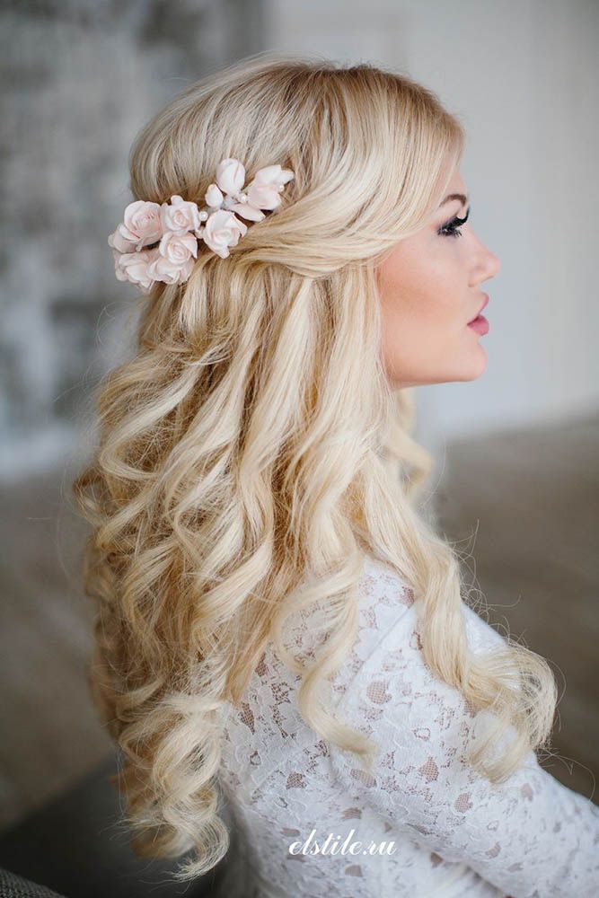 Floral Hair Accessory Visual Idea — Winter Half Up Half Down Hairstyles