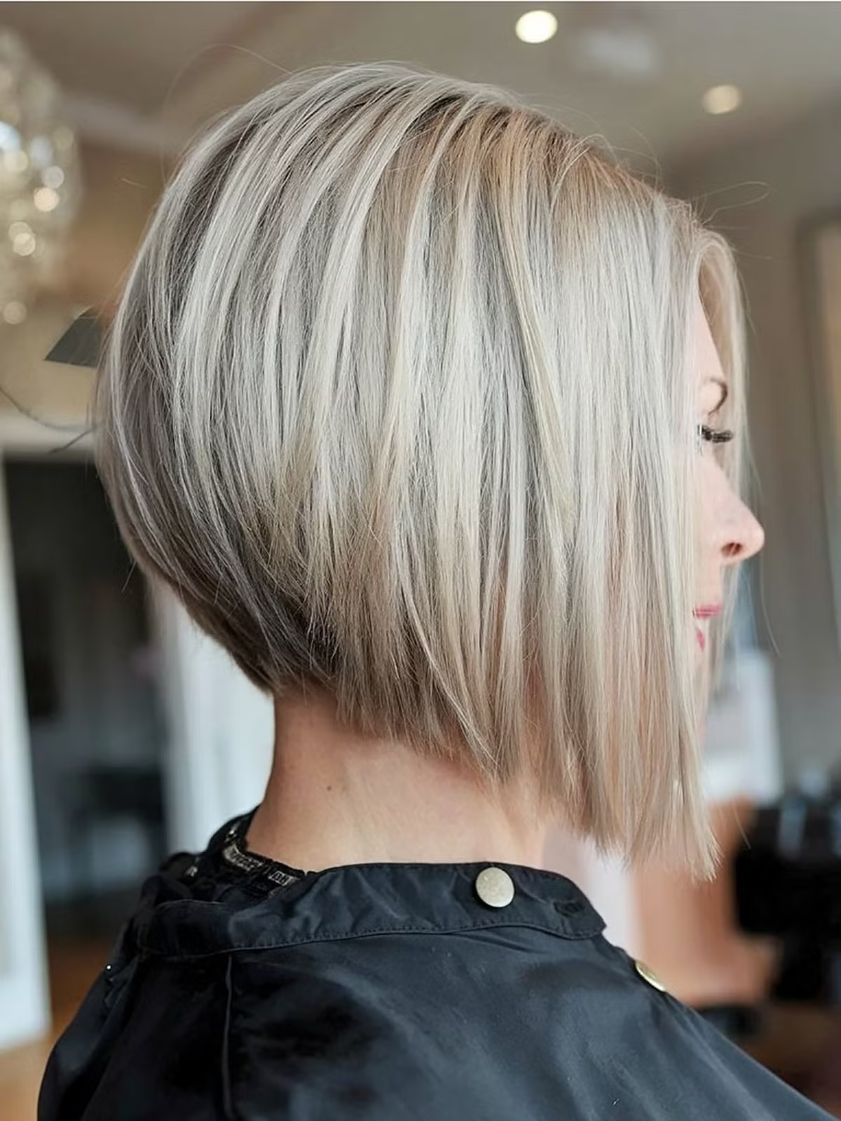 Platinum Blonde Stacked Bob Platinum Blonde Stacked Bob β Winter Hairstyles for Women Over 50