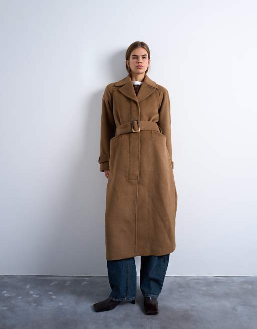 Belted Corduroy Camel Coat With Blue Denim — Camel Coat Outfits