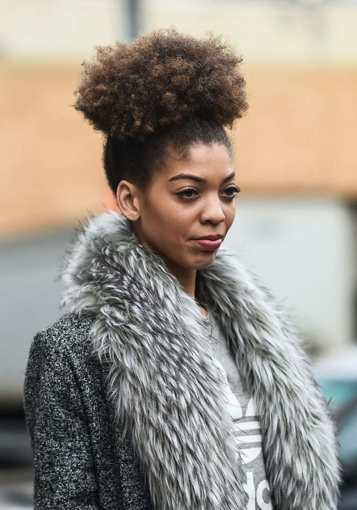 Afro Puff Visual Idea — Winter Haircuts for Curly Hair