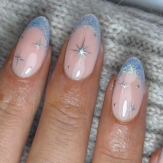 Sheer Pink Almond Glitter French Tips Sheer Pink Almond Glitter French Tips β Subtle Christmas Nails 2026