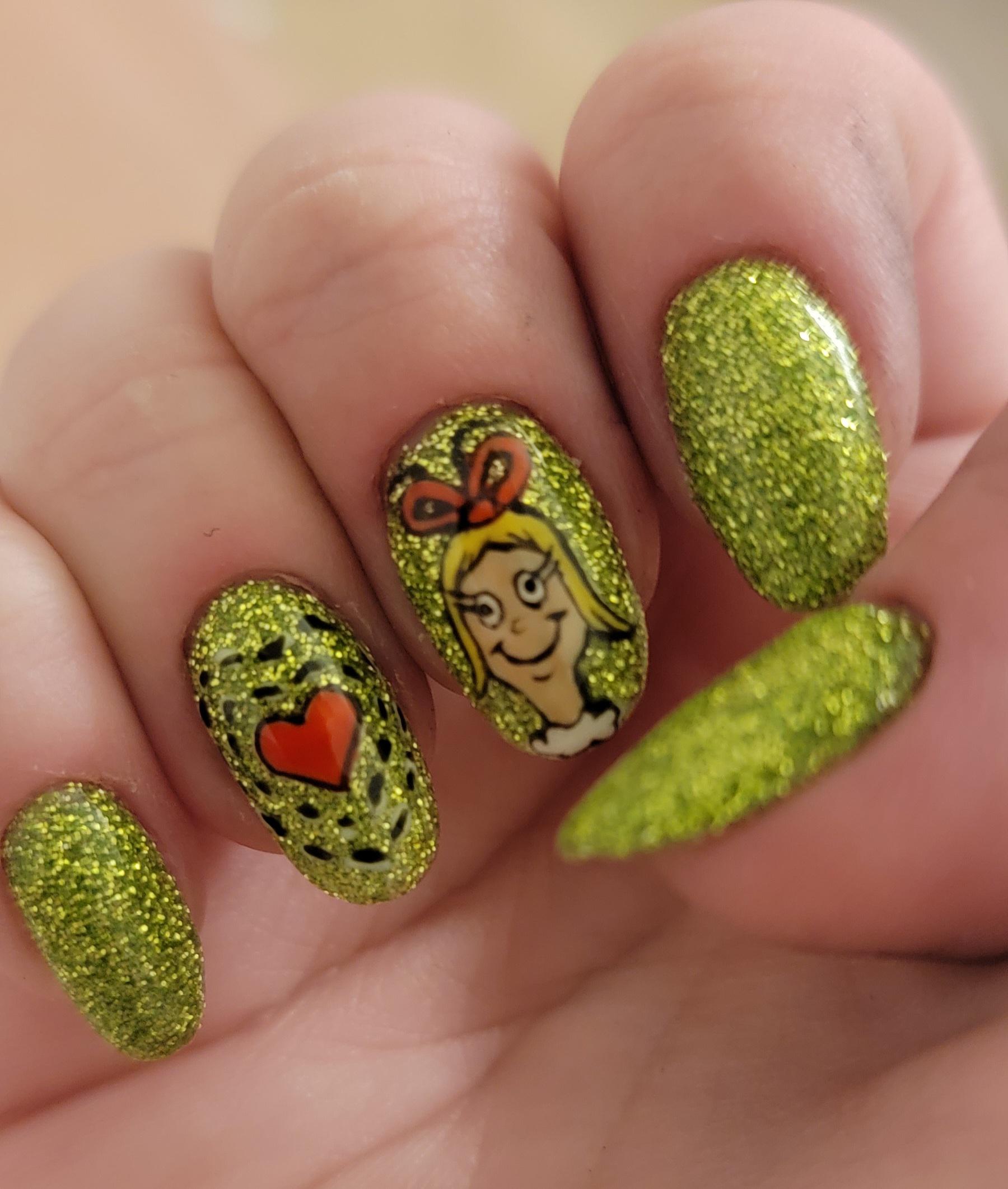 Lime Green Glitter Grinch Nails Lime Green Glitter Grinch Nails β Grinch Nails 2026