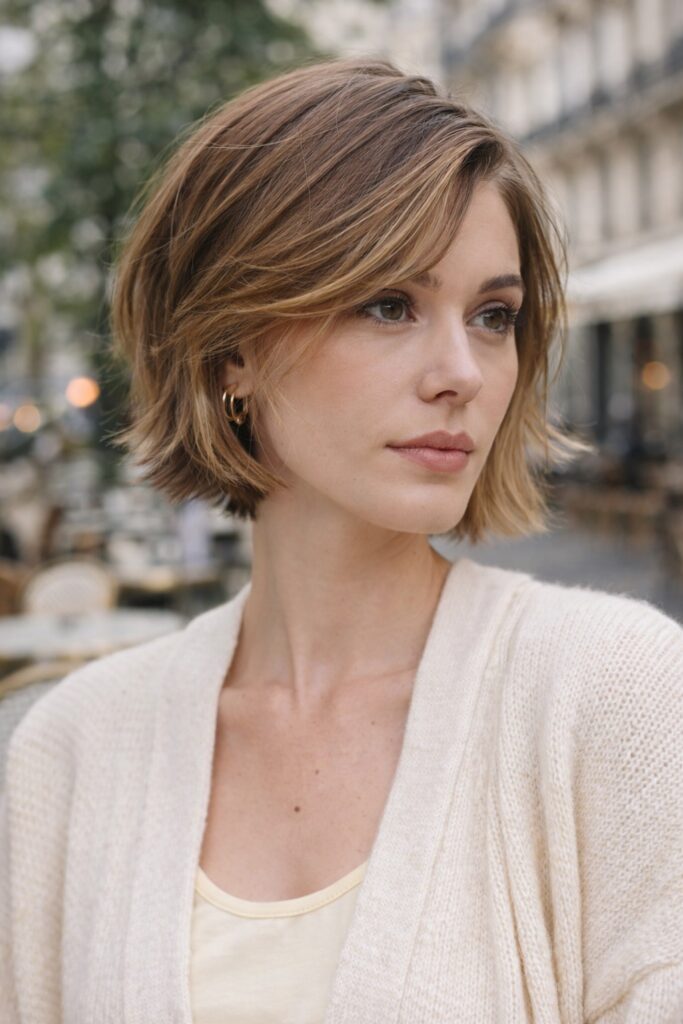 Chin Bob With Layered Texture Chin Bob With Layered Texture β Winter Haircuts for Thin Hair