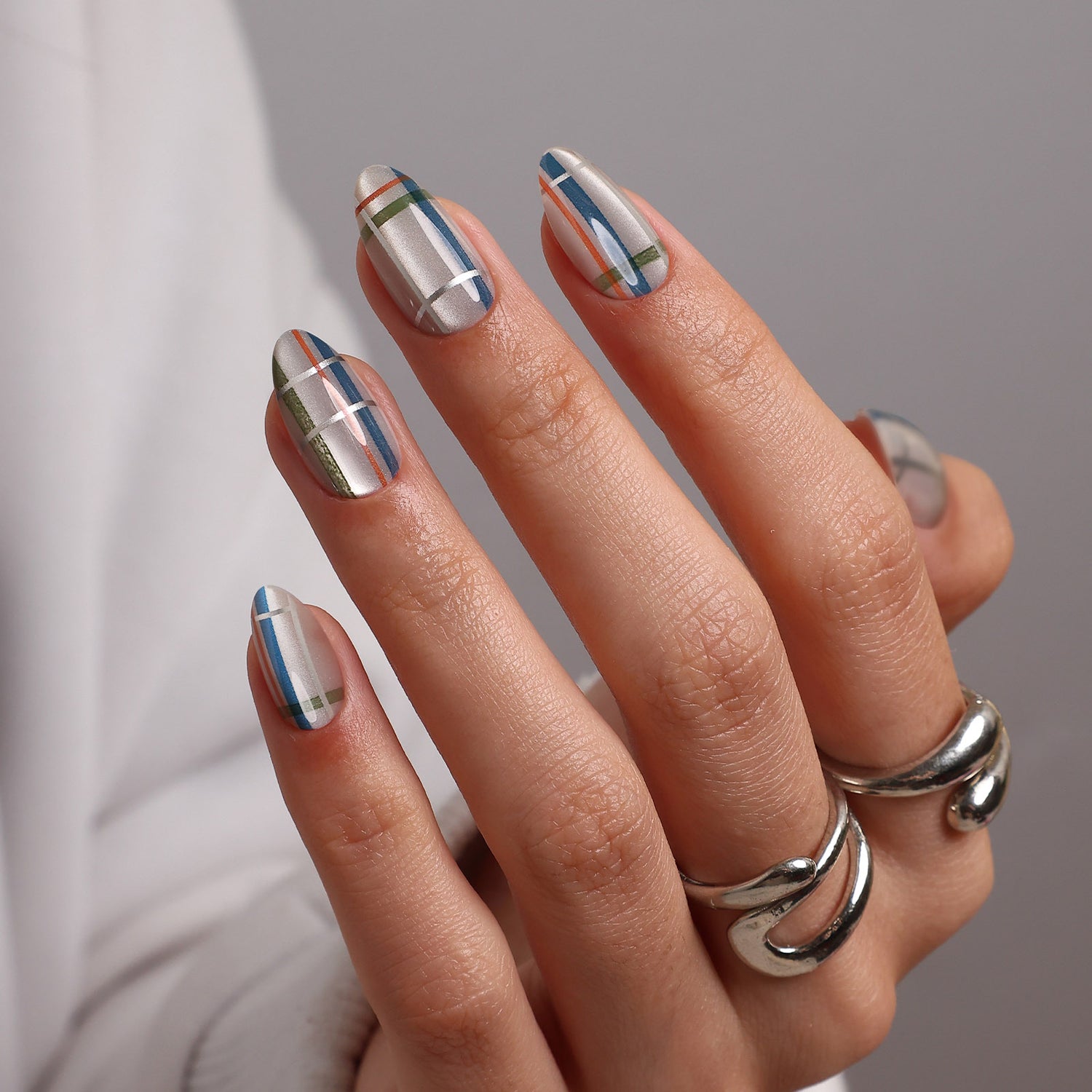 Matte Plaid Almond Nails Matte Plaid Almond Nails β New Years Dip Powder Nails 2027