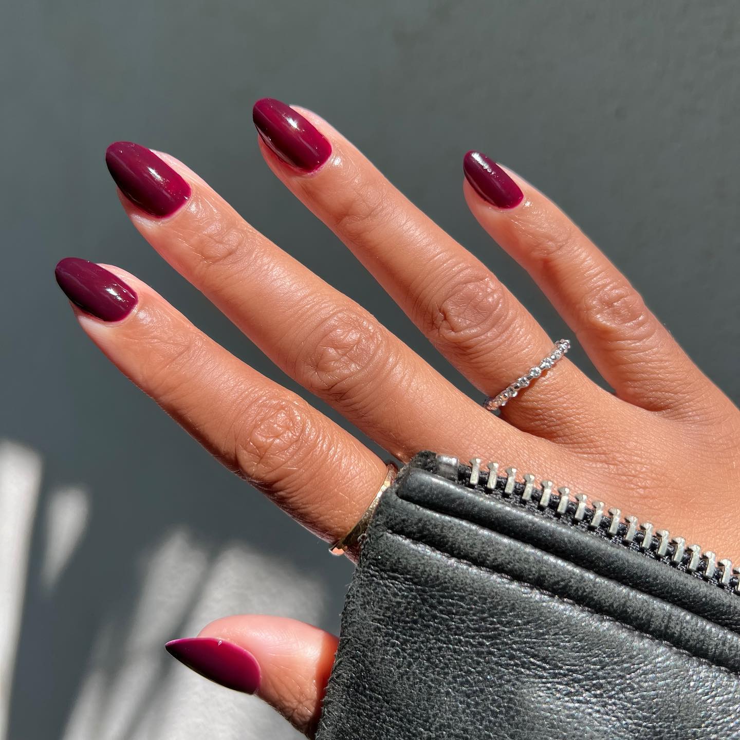 Deep Glossy Cherry Red Oval Nails — Cherry Red Nails