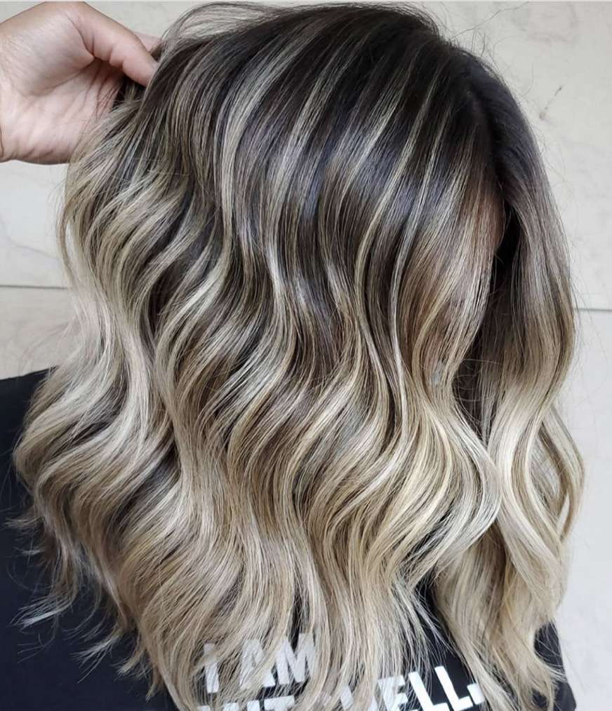Dark Brown With Dramatic Ash Blonde Highlights — Winter Highlights