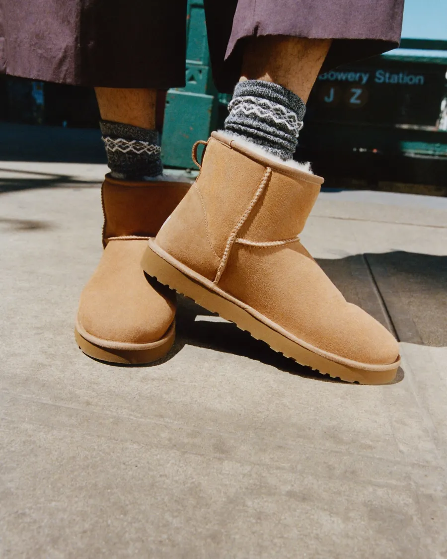 Urban Edge: Tan Ugg Boots with Purple Trousers Urban Edge: Tan Ugg Boots with Purple Trousers β Ugg Slippers Outfits