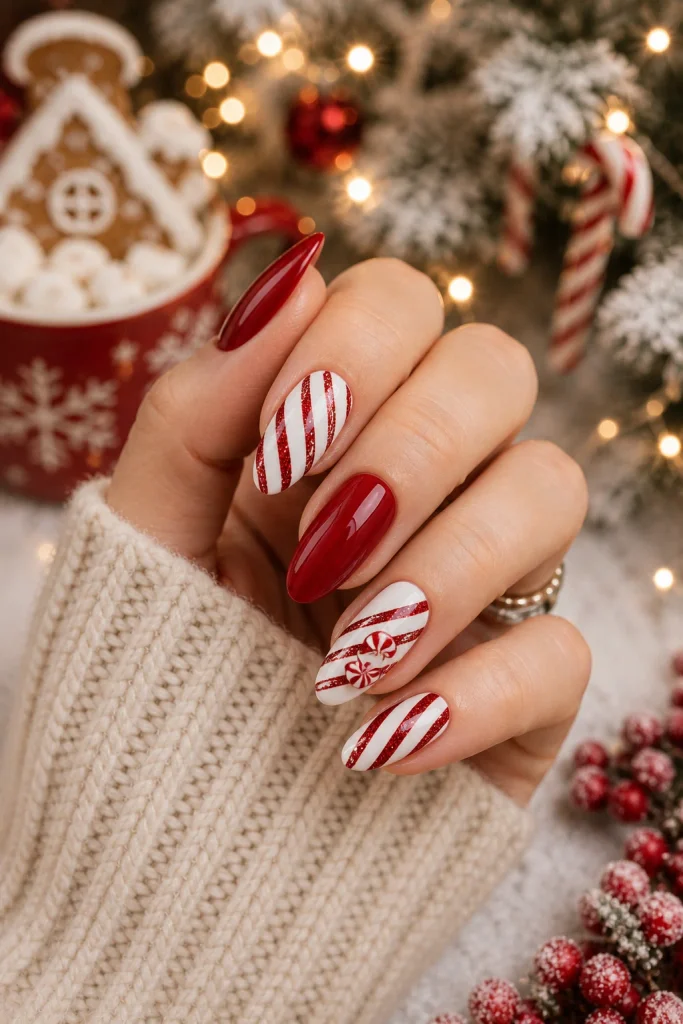 Visible Visual Idea Visible Visual Idea β Red and Gold Christmas Nails 2026