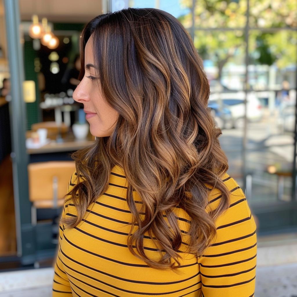 Medium Brown With Caramel and Ash Blonde Highlights Medium Brown With Caramel and Ash Blonde Highlights β Dark Winter Hair Colors
