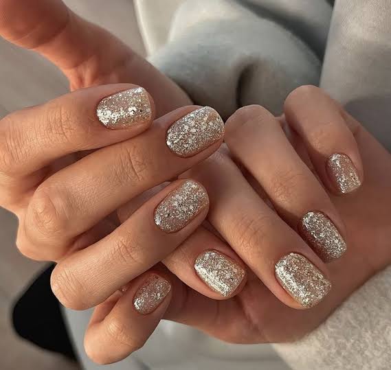 Short Silver Glitter Square Nails Short Silver Glitter Square Nails β Sparkly New Years Nails 2027