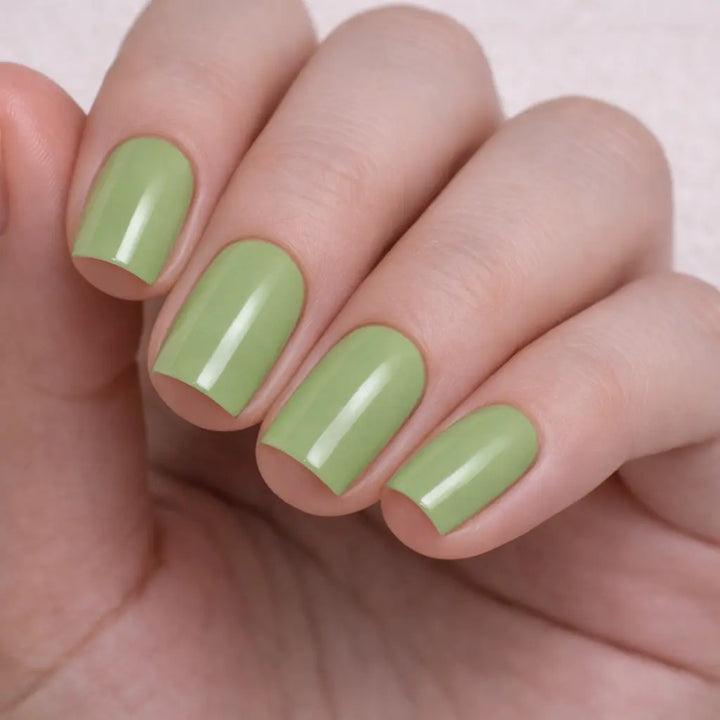 One Hand Light Green Glossy Square Nails One Hand Light Green Glossy Square Nails β Winter Green Nails