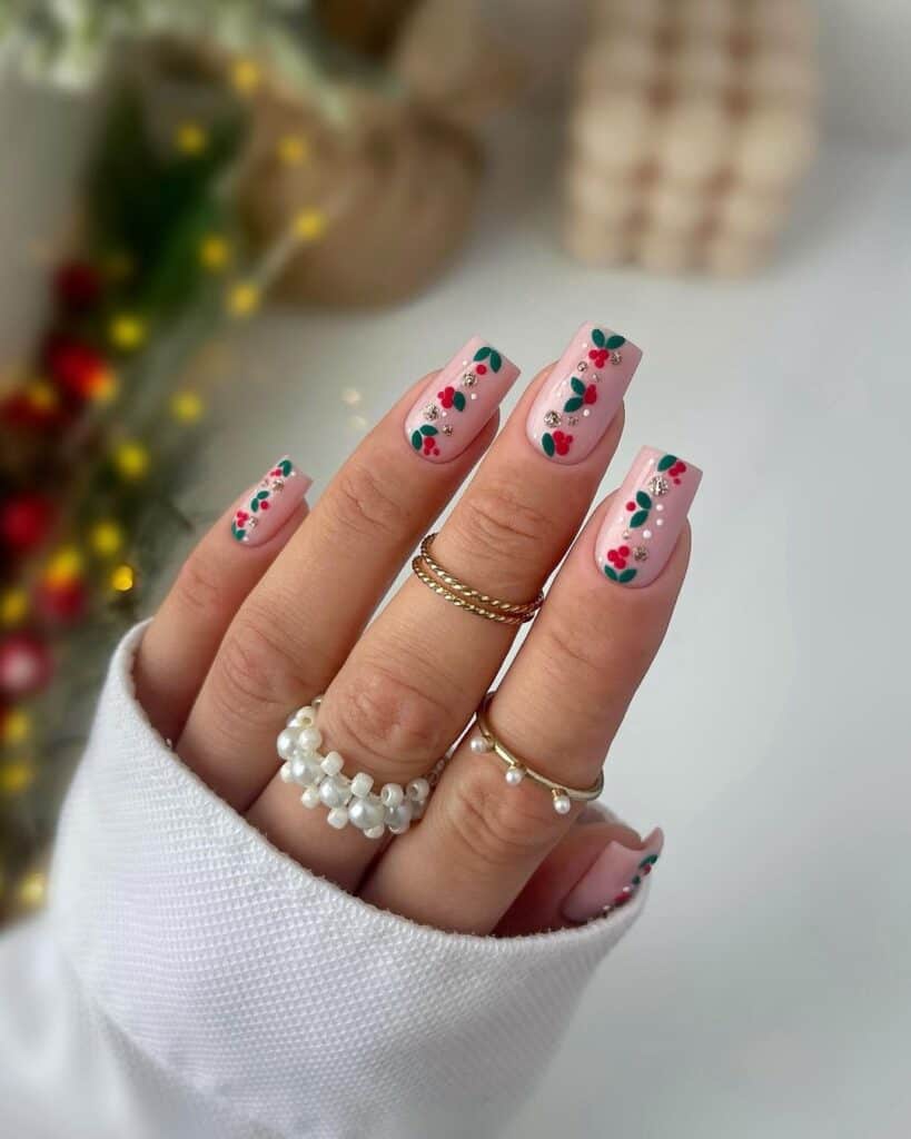 Visual Idea β Red Berries Winter Birthday Nails