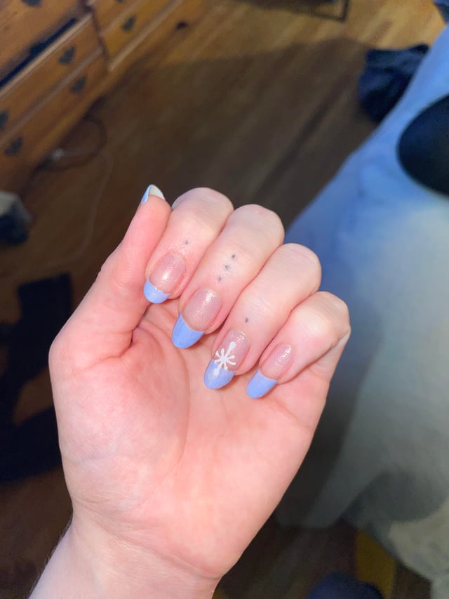 Light Blue Tips Sheer Base Visual Idea — Baddie Winter Nails