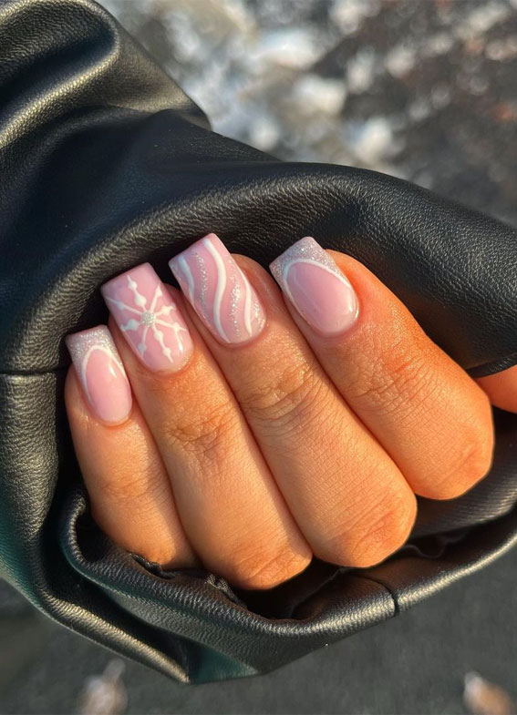 Pale Pink Winter Mix — Simple Winter Nails