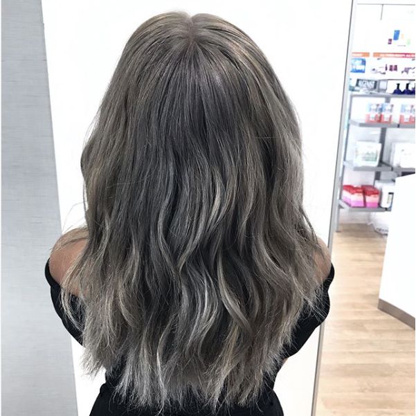 Ash Gray With Silver Highlights Mid Back Ash Gray With Silver Highlights Mid Back β Winter Hair Colors for Gray Hair