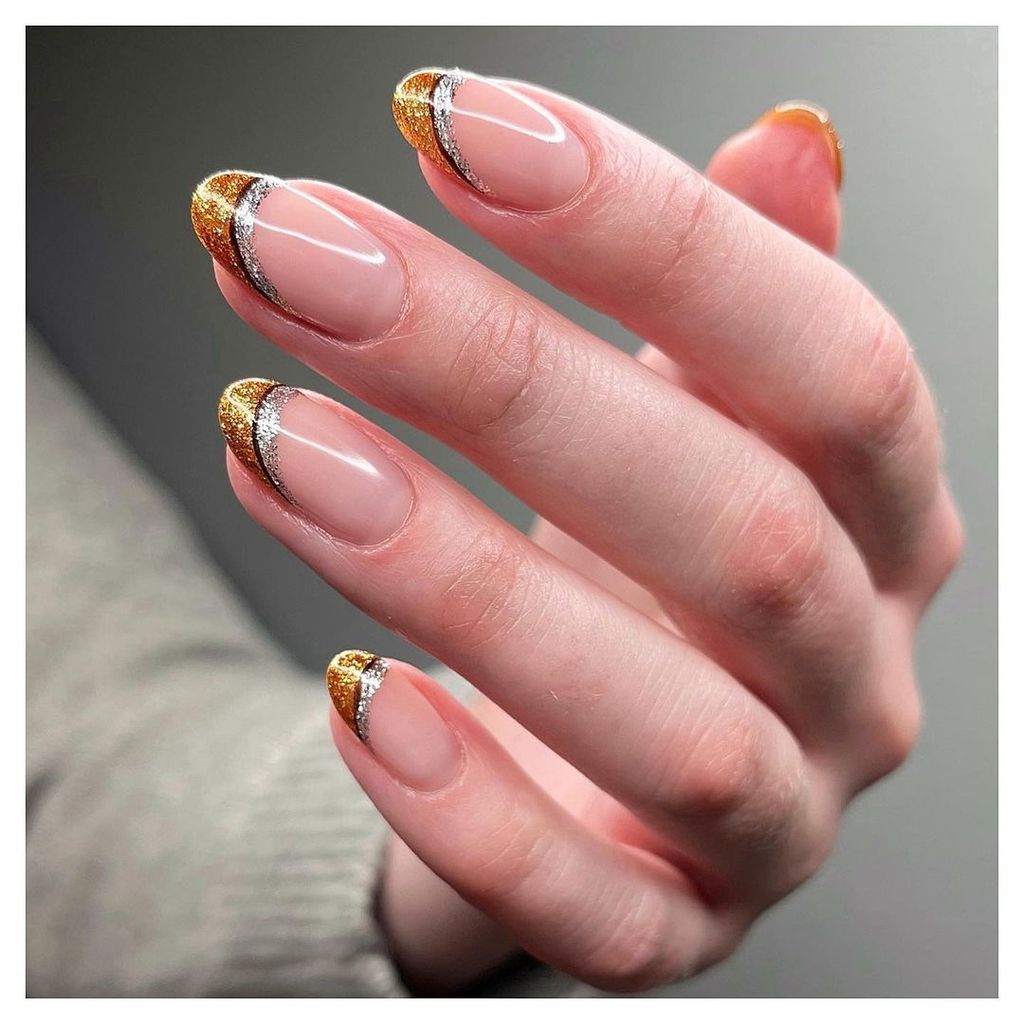 Sheer Pink with Glitter French Tips — New Years Gel Nails 2027