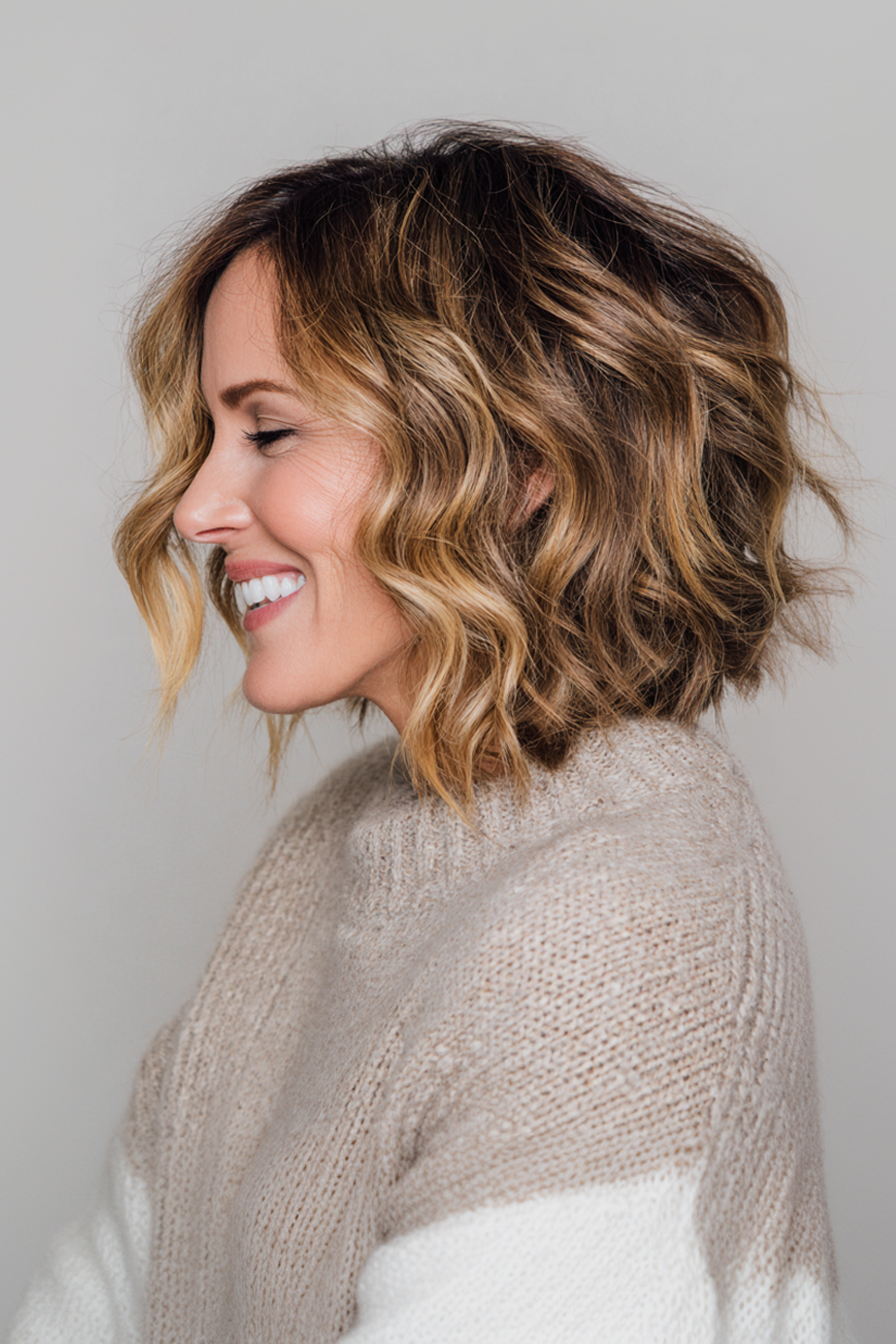 Wavy Dark Blonde Lob — Winter Lob Haircuts
