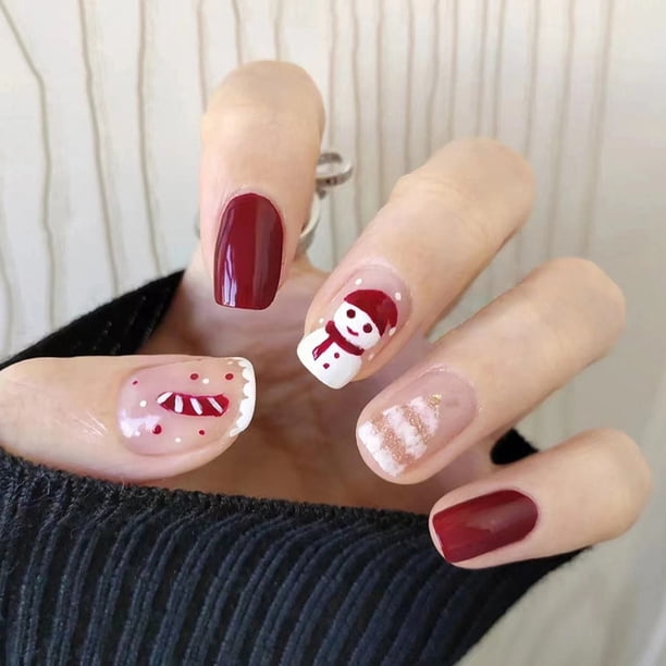 Festive Winter Theme Christmas Nails — Short Winter Nails