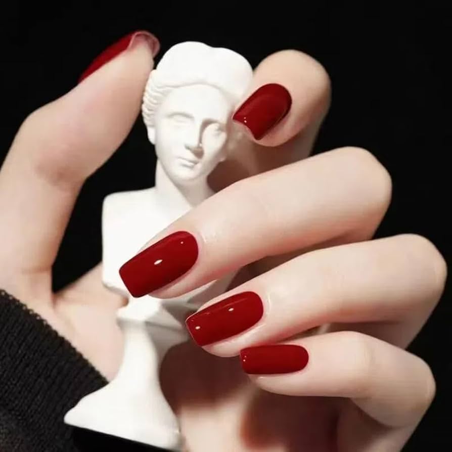 None Vibrant Glossy Red Medium Square Nails None Vibrant Glossy Red Medium Square Nails β New Years Square Nails 2027