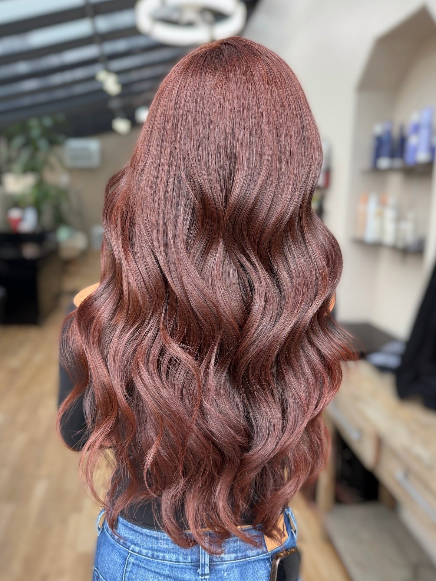 Long Layers Striking Mahogany With Subtle Red Undertones — Mahogany Hair Color