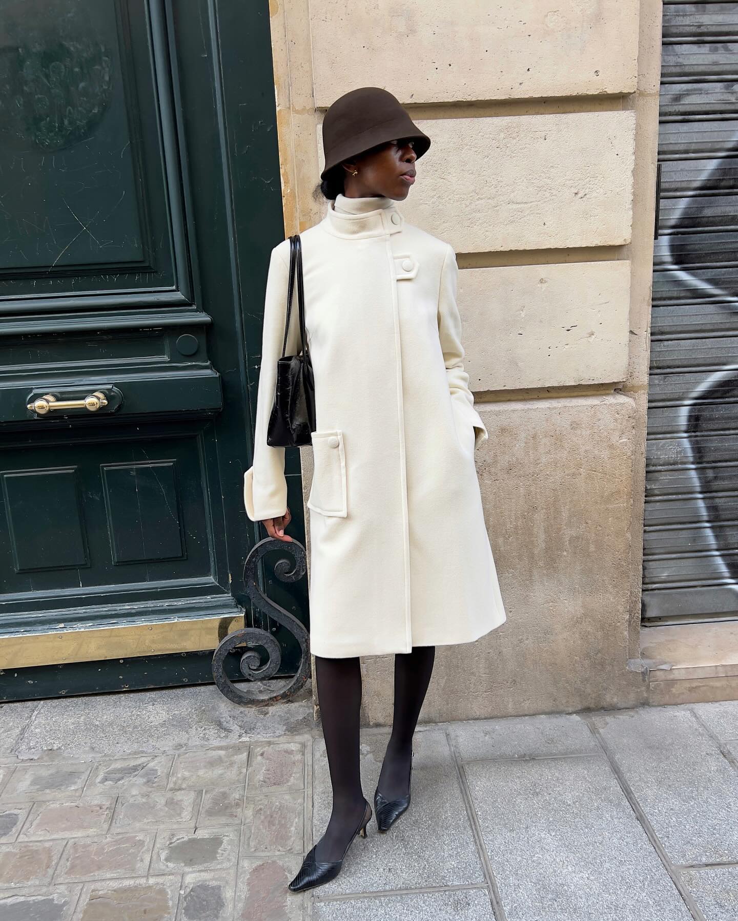 Ivory A-Line Coat with Cloche Hat Ivory A-Line Coat with Cloche Hat β Classy Winter Outfits