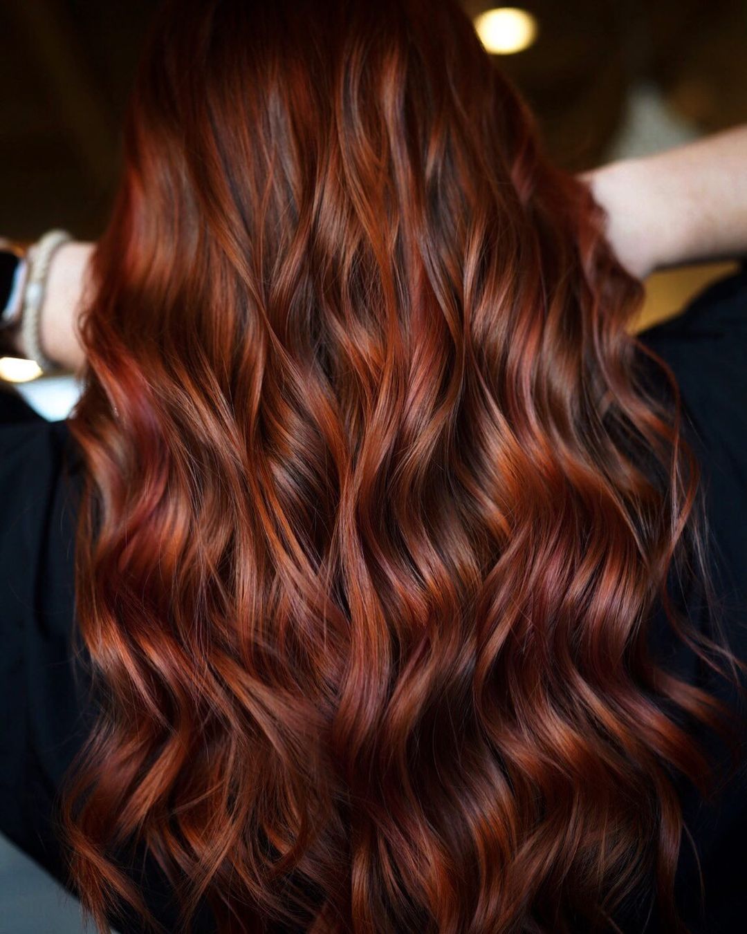 No Bangs Dark Auburn Base With Subtle Copper Highlights — Winter Auburn Hair Color