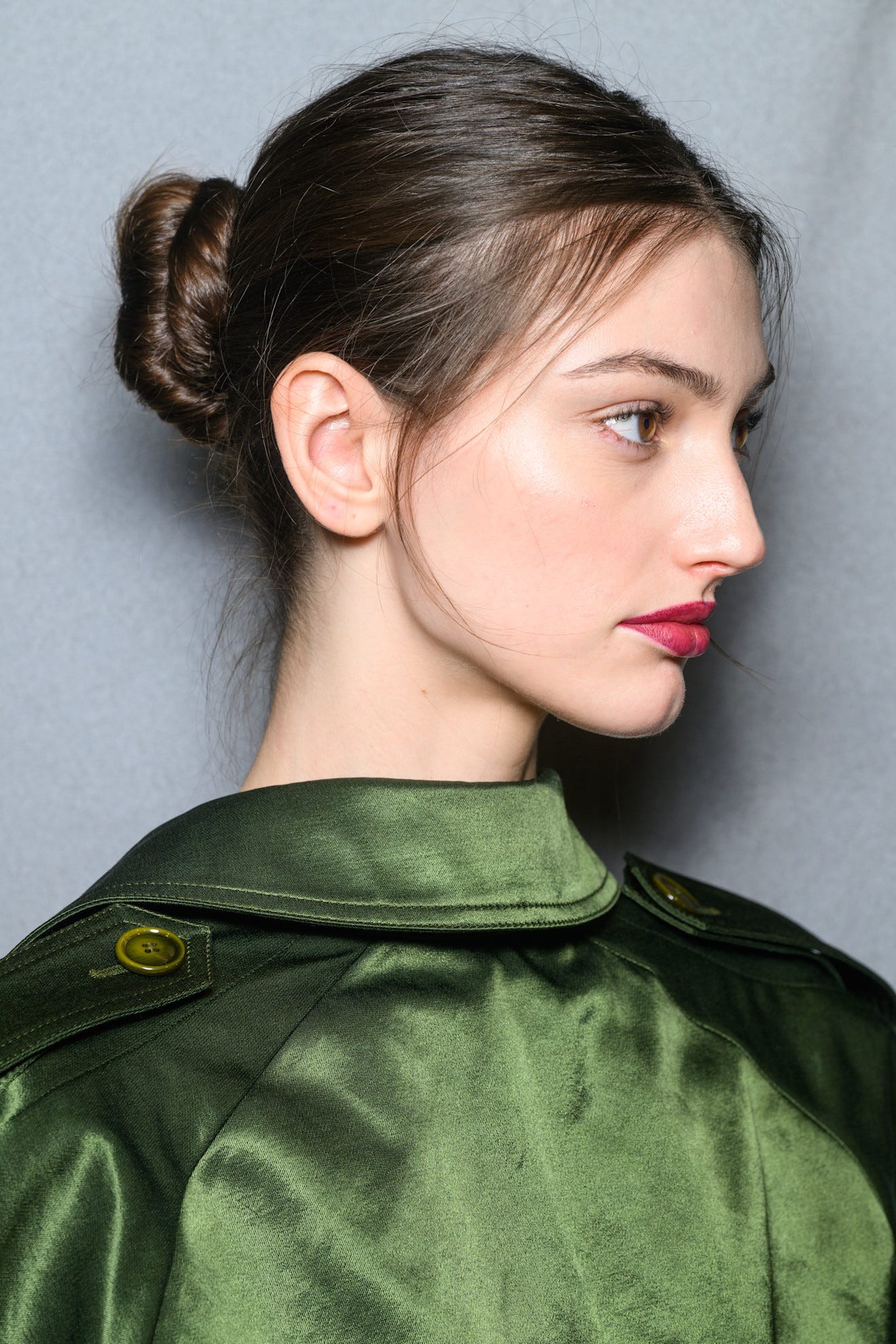 Dark Brown Neat Low Bun — Winter Updos