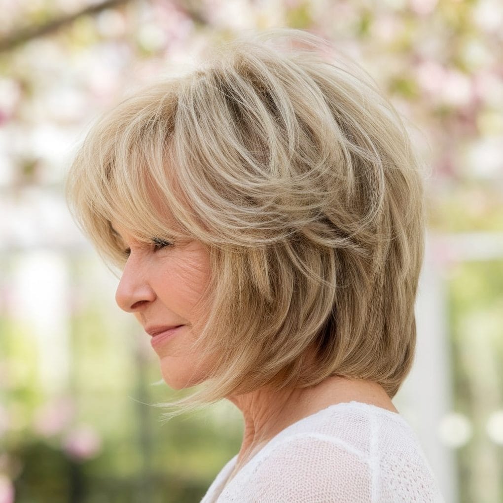 Blowout Ash Blonde Layered Bob — Winter Hairstyles for Women Over 60