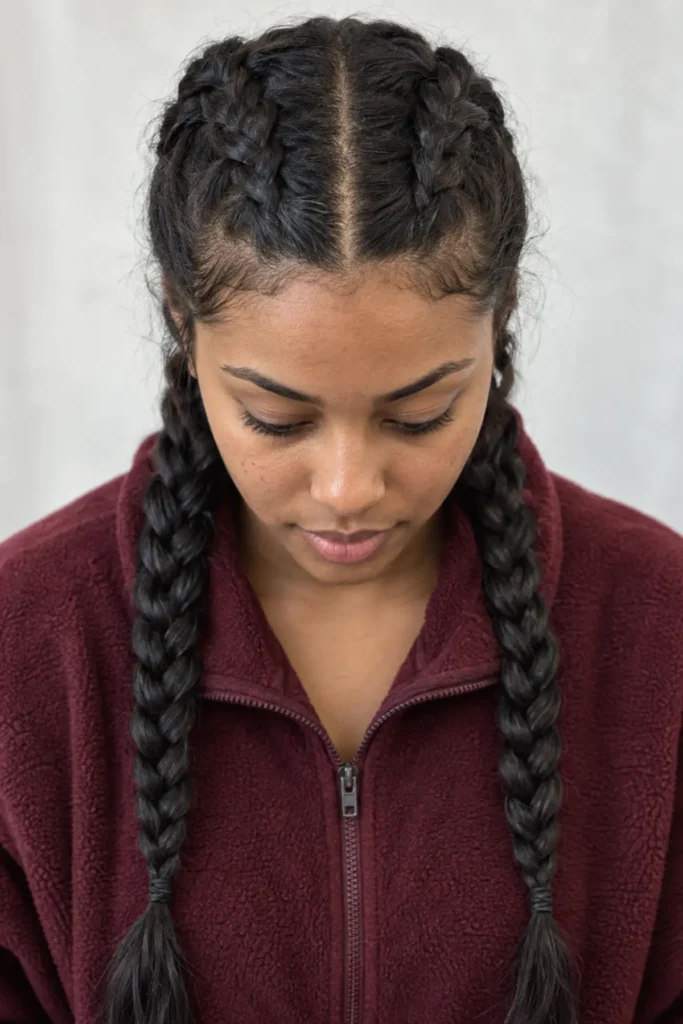 Black Two Dutch Braids Black Two Dutch Braids β Winter Braided Hairstyles