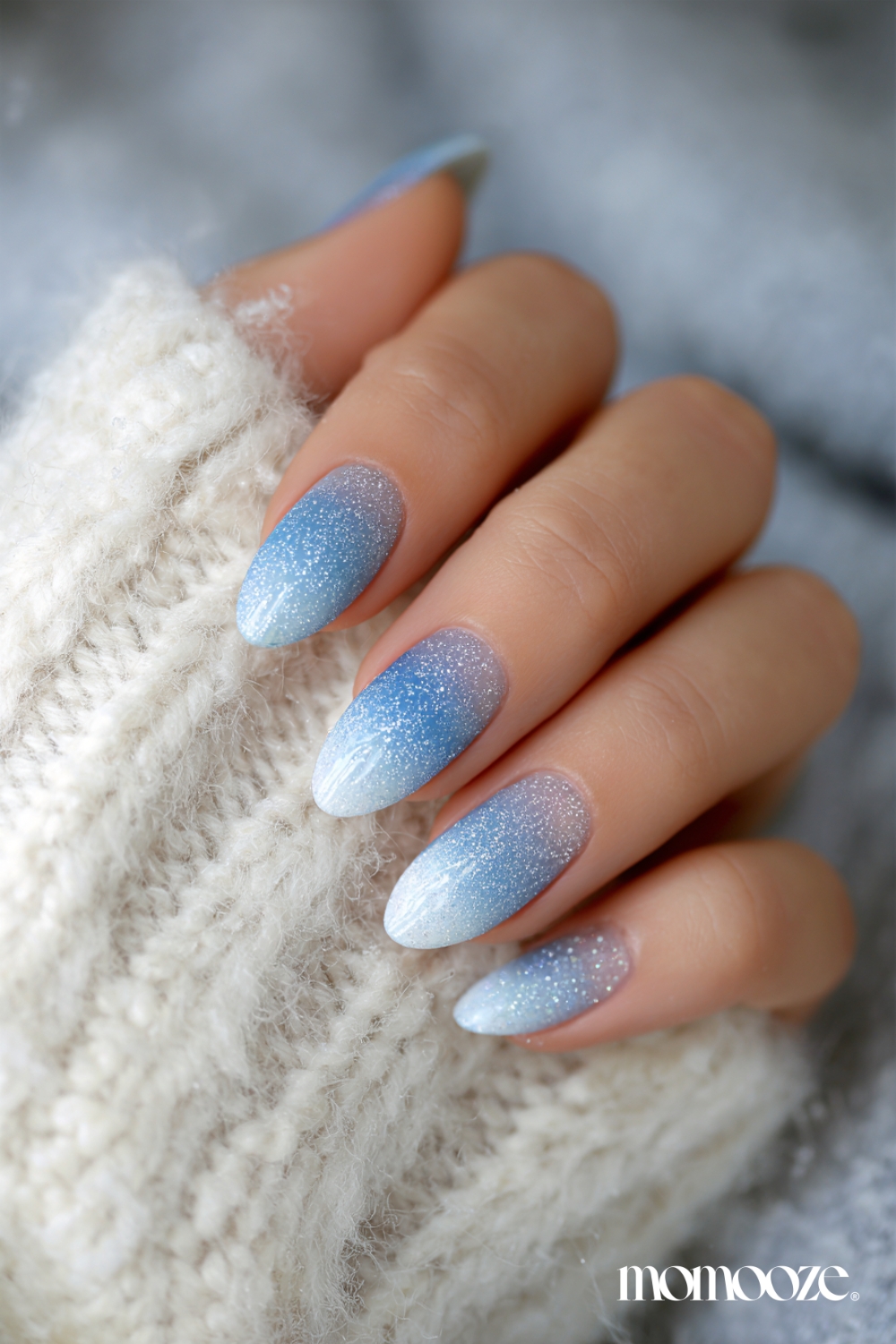 Glitter Ombre with Subtle Snowflakes — Cute Winter Nails
