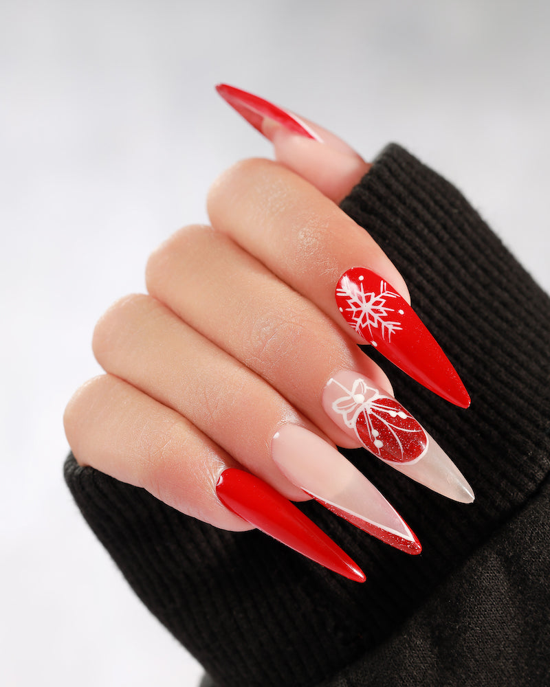 Extra-Long Stiletto Ornament Snowflake Nails Extra-Long Stiletto Ornament Snowflake Nails β Christmas Acrylic Nails 2026