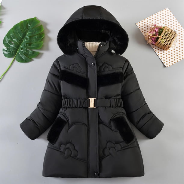 Black Hooded Puffer Jacket with Faux Fur Trim and Belt — Winter Puffer Jacket Outfits