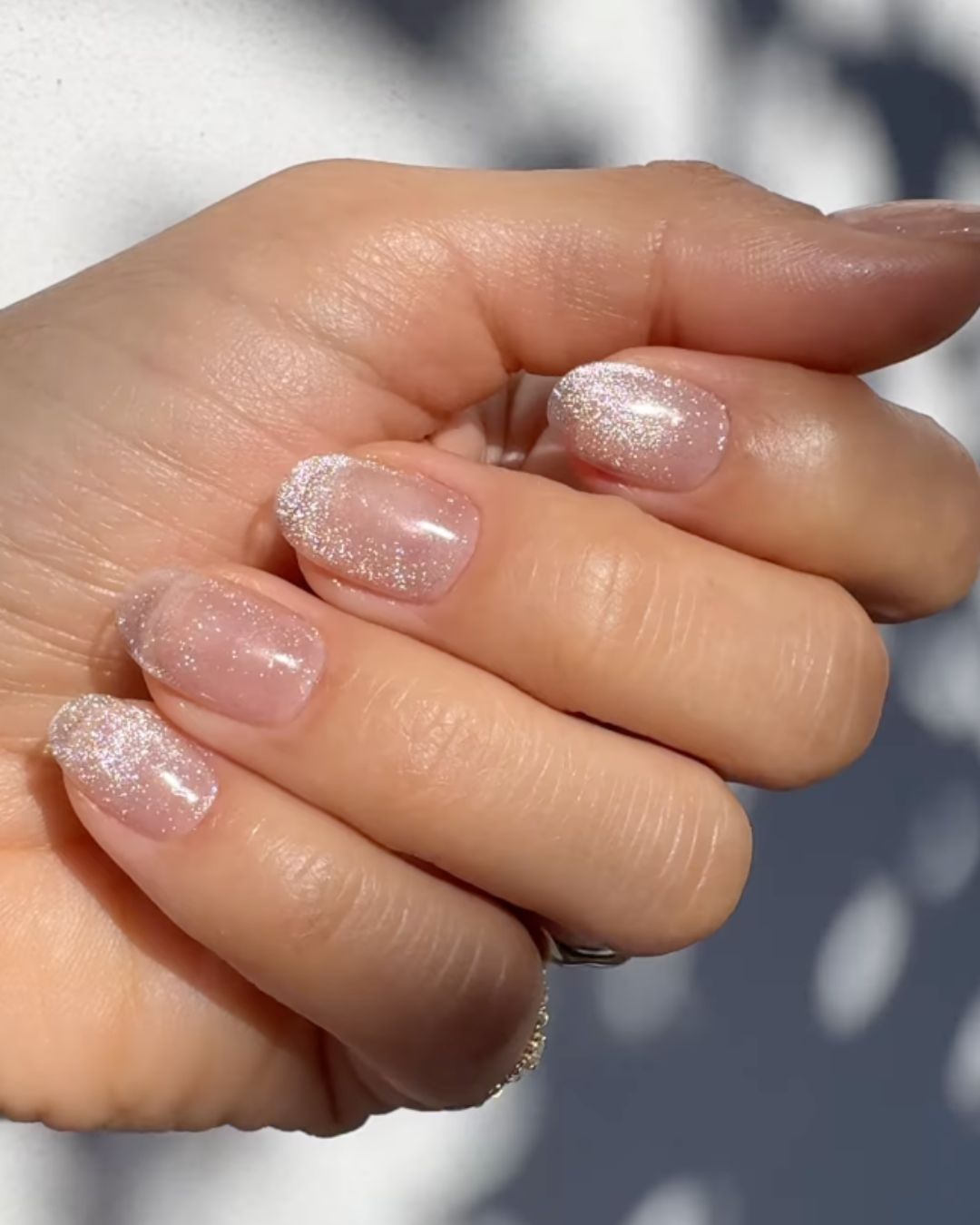 Sheer Pink Glitter French Tips — Winter Glitter Nails
