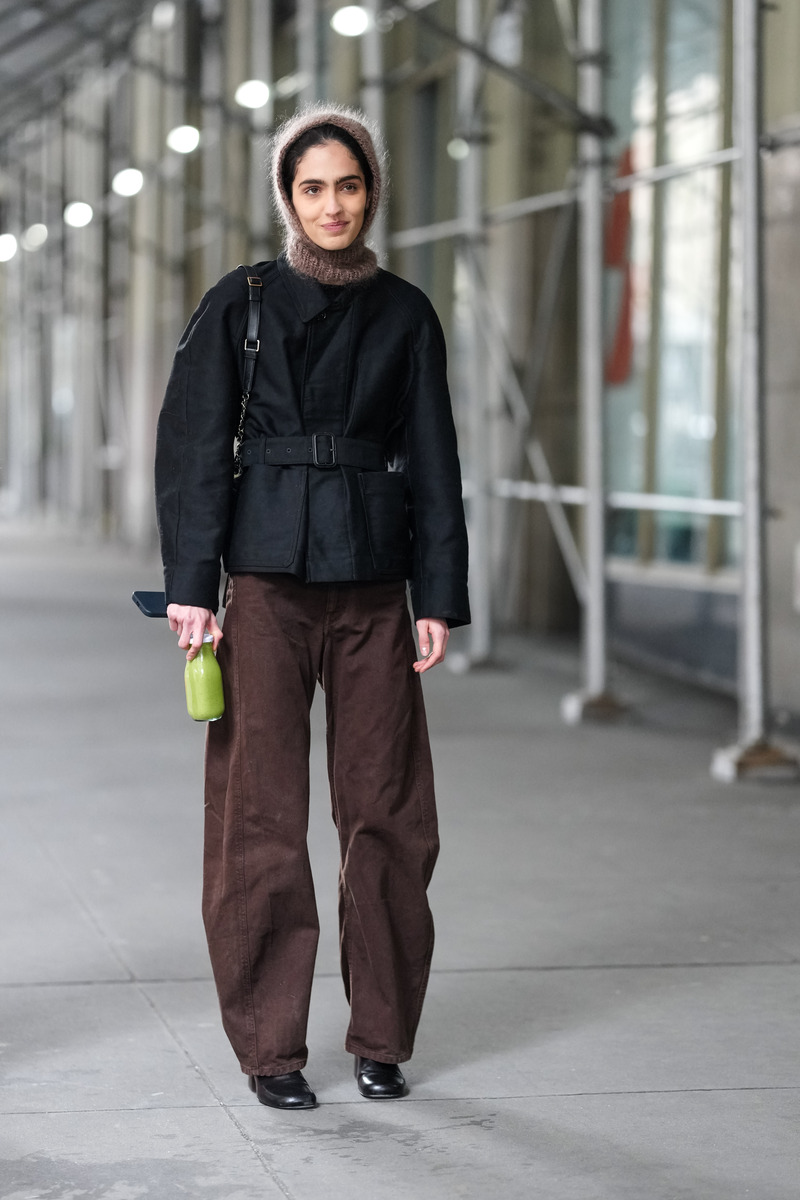 Belted Black Jacket with Brown Corduroy Trousers — February Outfits