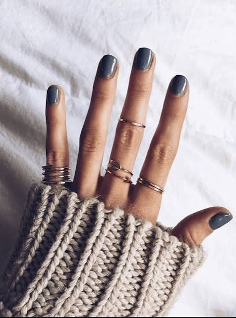 Matte Deep Blue With Silver Glitter Matte Deep Blue With Silver Glitter β Winter Nail Colors for Women Over 40