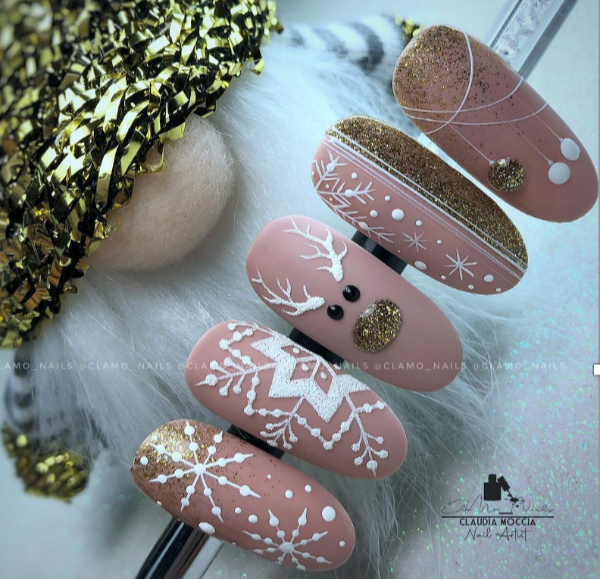 Matte Pink Reindeer and Snowflake Nails Matte Pink Reindeer and Snowflake Nails β Christmas Stiletto Nails 2026
