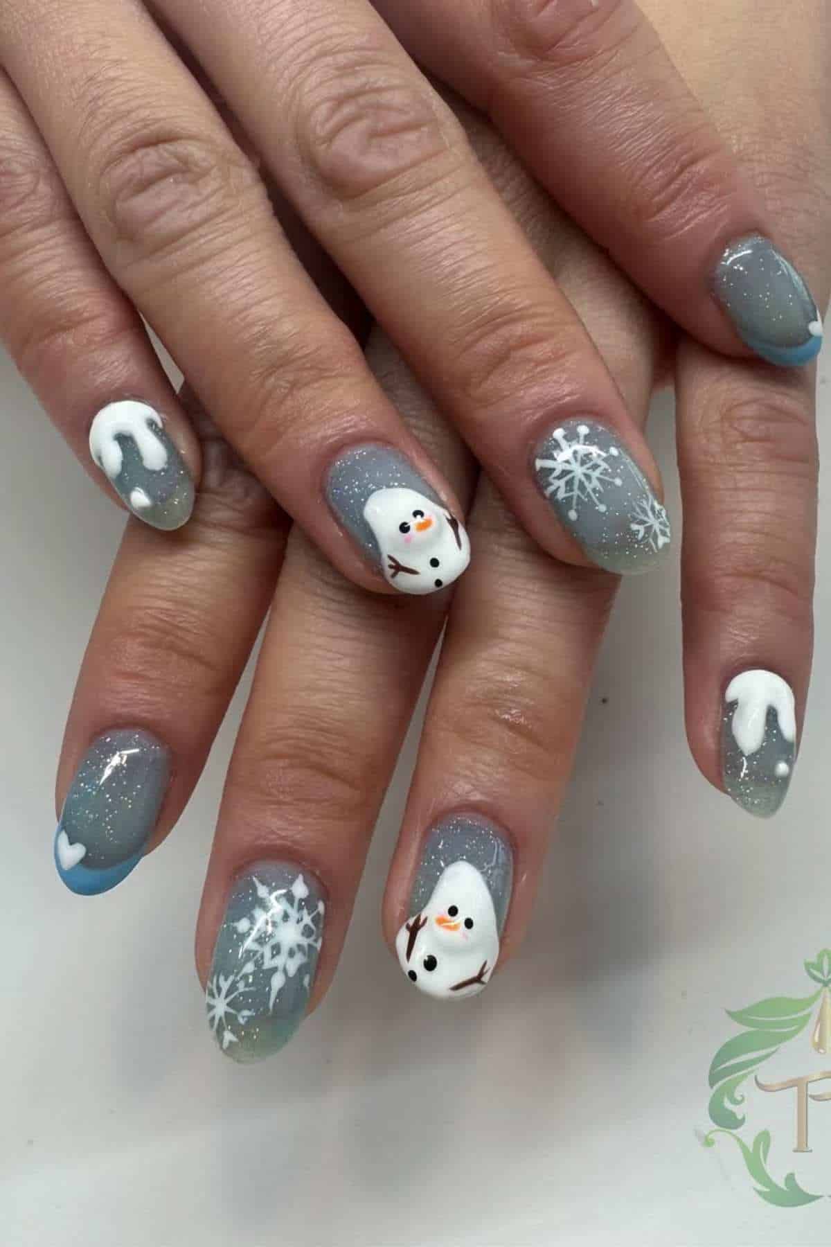 Detailed Nail Art Clean Lines Visual Idea — Winter Gray Nails