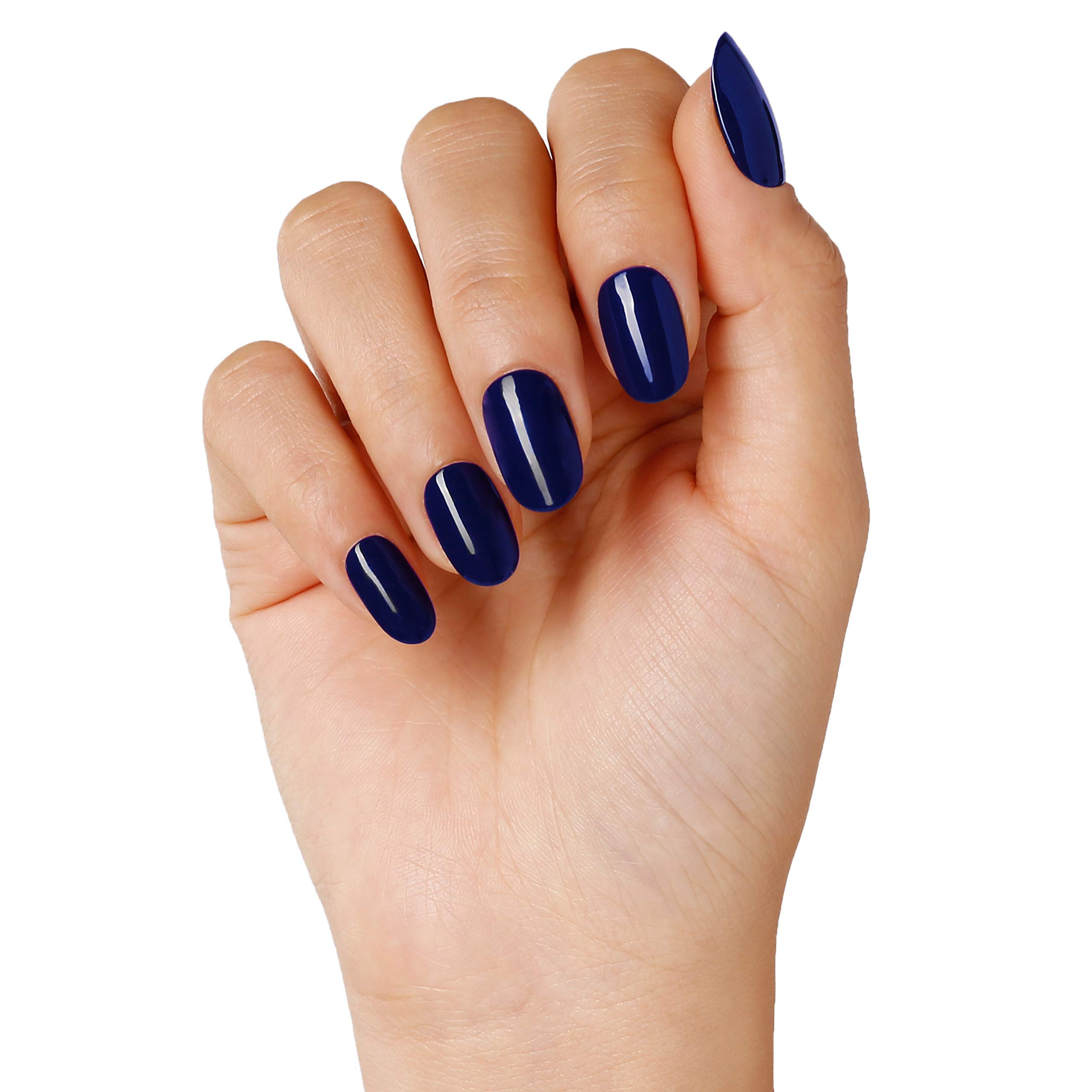 Sleek Medium Stiletto Navy — Navy Blue Nails