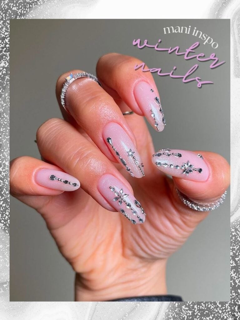 One Hand Visual Idea — Winter Acrylic Nail Colors