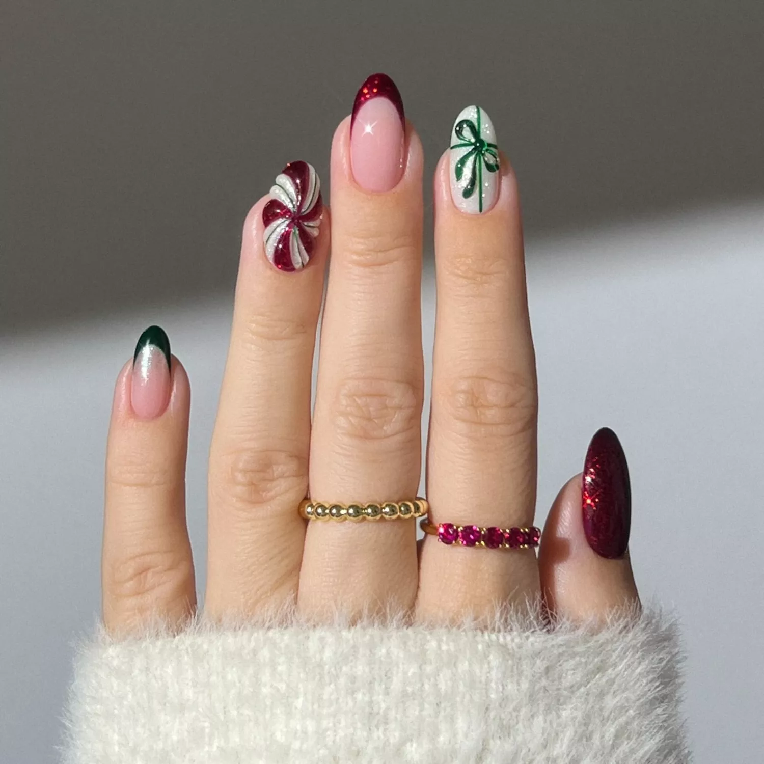 Red White Green Sheer Pink Visual Idea Red White Green Sheer Pink Visual Idea β Christmas Nails for Women Over 50 2026